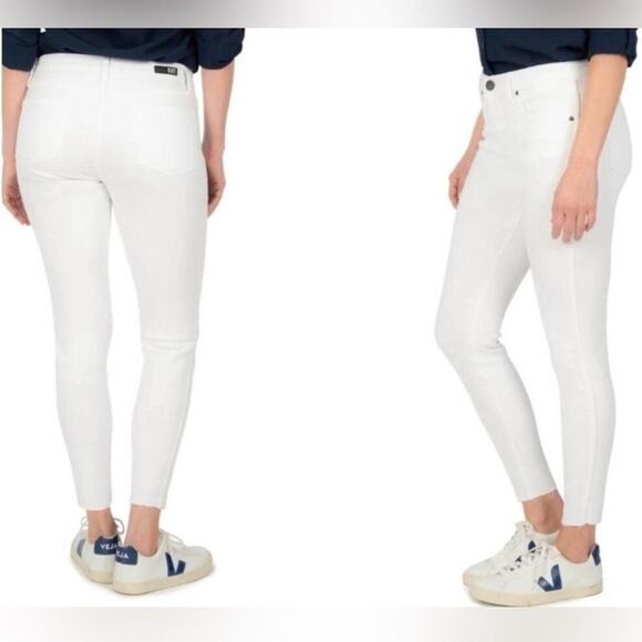 Kut from the Kloth Donna Fab Ab High Rise Skinny Jeans Raw Hem White NEW Size 6 - Picture 1 of 6